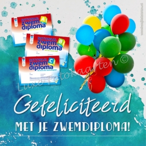 Geslaagd - zwemdiploma ballonnen