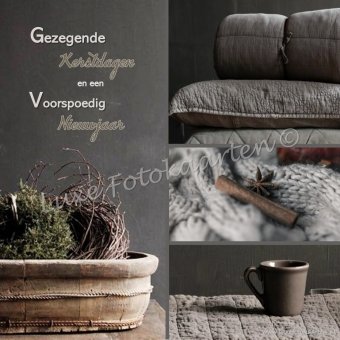Gezegende Kerst - Grijs vierluik